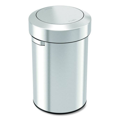 Swing Top Trash Can, 17 gal, Stainless Steel, Silver