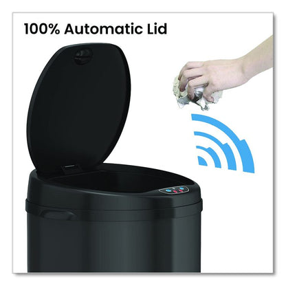 Sensor Trash Can, 8 gal, Plastic/Stainless Steel, Black
