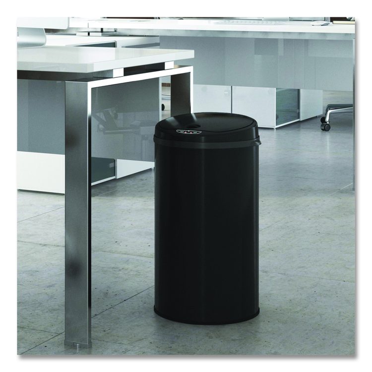 Sensor Trash Can, 8 gal, Plastic/Stainless Steel, Black