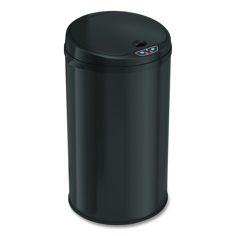 Sensor Trash Can, 8 gal, Plastic/Stainless Steel, Black