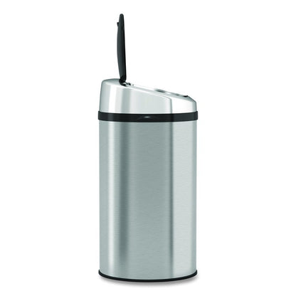 Sensor Trash Can, 8 gal, Plastic/Stainless Steel, Silver