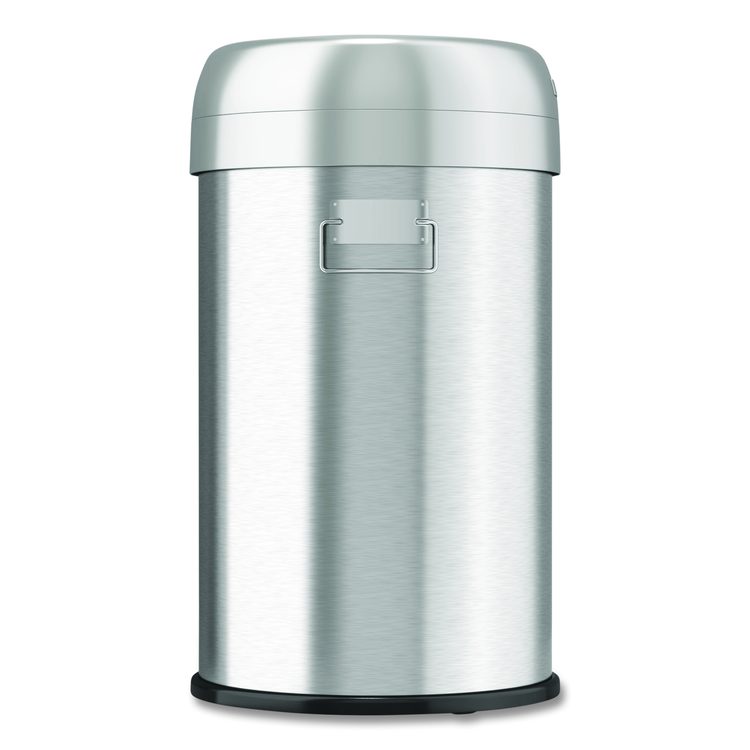 Open Top Trash Can, 13 gal, Plastic/Stainless Steel, Silver