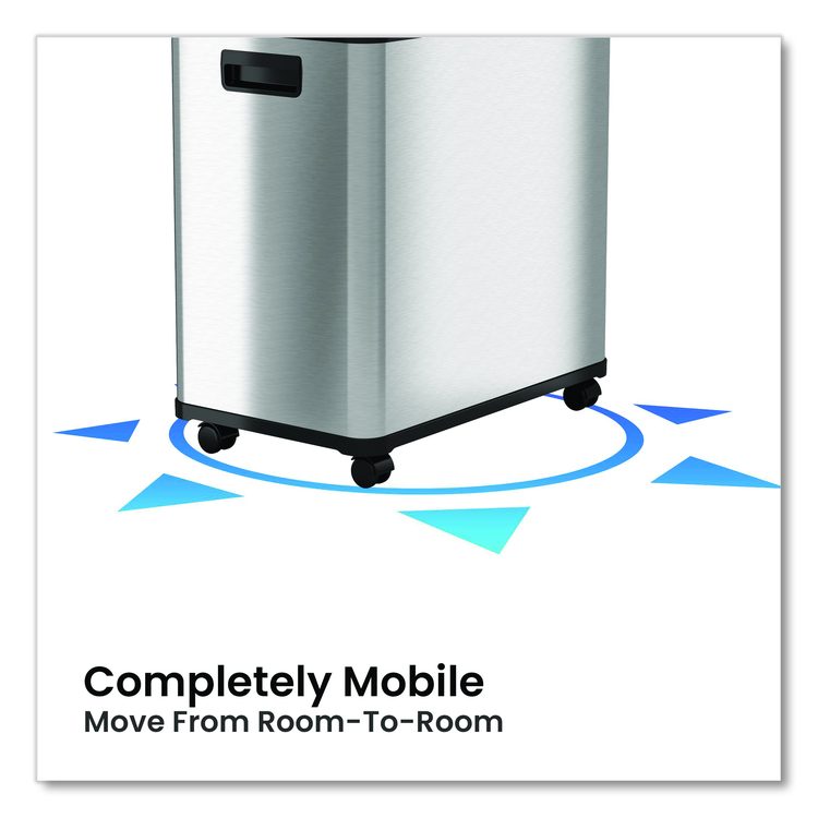Dual Compartment Sensor Recycle Bin and Trash Can with Wheels, 16 gal, Plastic/Stainless Steel, Silver/Black