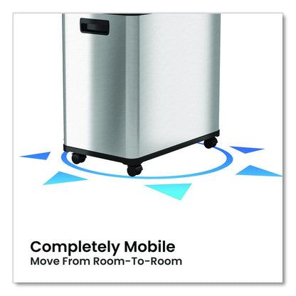 Dual Compartment Sensor Recycle Bin and Trash Can with Wheels, 16 gal, Plastic/Stainless Steel, Silver/Black
