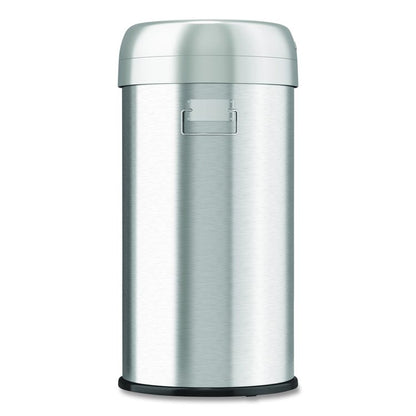 Open Top Trash Can, Round, 16 gal, Plastic/Stainless Steel, Silver