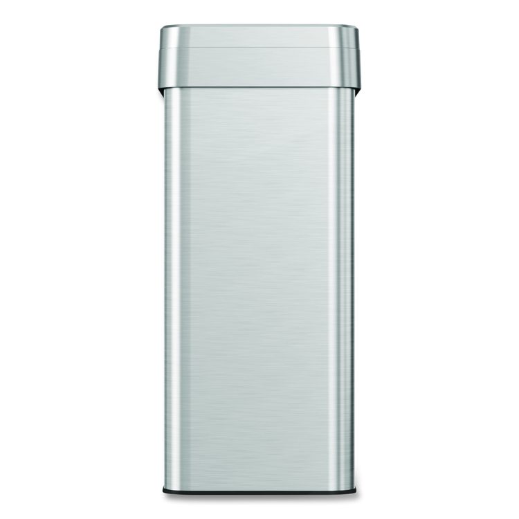 Open Top Trash Can, Rectangular, 16 gal, Plastic/Stainless Steel, Silver