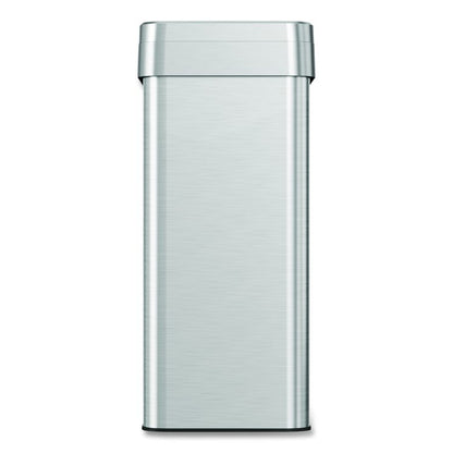 Open Top Trash Can, Rectangular, 16 gal, Plastic/Stainless Steel, Silver