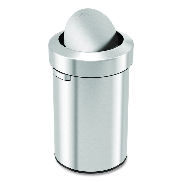 Swing Top Trash Can, 17 gal, Stainless Steel, Silver