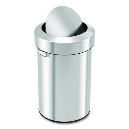 Swing Top Trash Can, 17 gal, Stainless Steel, Silver