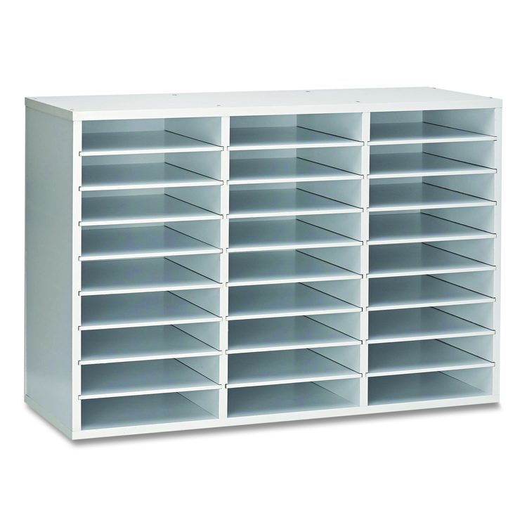 Wooden 27 Compartment Literature Organizer, 27 Sections, Letter Size, 31.49 x 11.81 x 21.65, White
