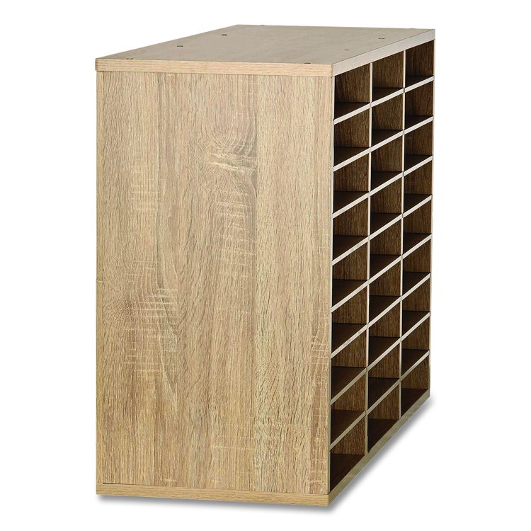 Wooden 27 Compartment Literature Organizer, 27 Sections, Letter Size, 31.49 x 11.81 x 21.65, Medium Oak