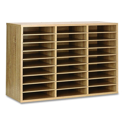 Wooden 27 Compartment Literature Organizer, 27 Sections, Letter Size, 31.49 x 11.81 x 21.65, Medium Oak