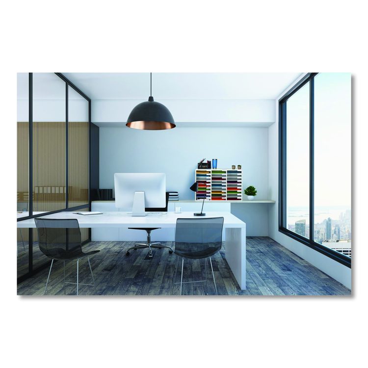 Wooden 27 Compartment Literature Organizer, 27 Sections, Letter Size, 31.49 x 11.81 x 21.65, White