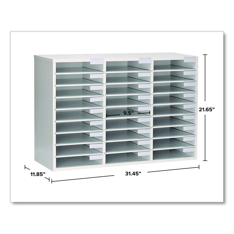 Wooden 27 Compartment Literature Organizer, 27 Sections, Letter Size, 31.49 x 11.81 x 21.65, White