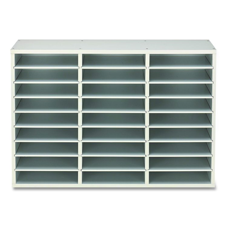 Wooden 27 Compartment Literature Organizer, 27 Sections, Letter Size, 31.49 x 11.81 x 21.65, White