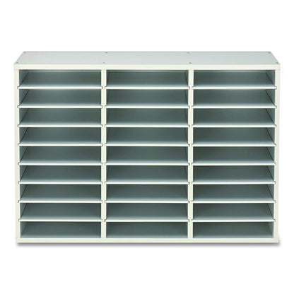Wooden 27 Compartment Literature Organizer, 27 Sections, Letter Size, 31.49 x 11.81 x 21.65, White