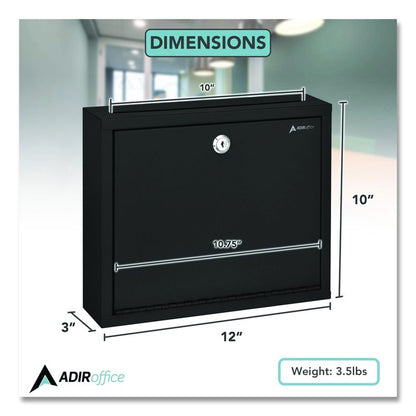 Large Size Steel Multi-Purpose Secure Drop Box, 12 x 3 x 10, Black