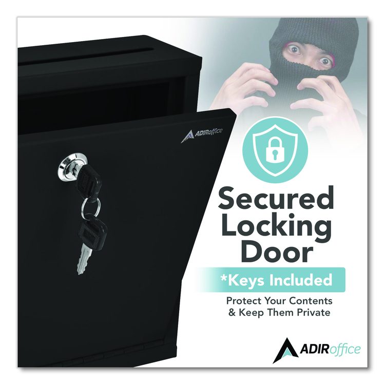 Large Size Steel Multi-Purpose Secure Drop Box, 12 x 3 x 10, Black