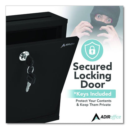 Large Size Steel Multi-Purpose Secure Drop Box, 12 x 3 x 10, Black