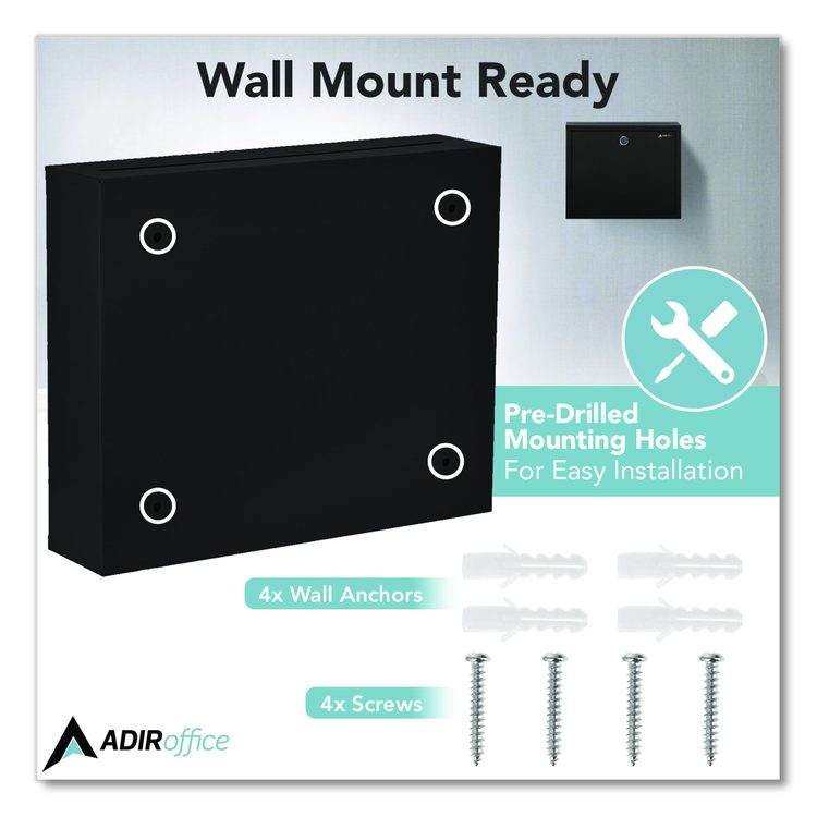 Large Size Steel Multi-Purpose Secure Drop Box, 12 x 3 x 10, Black