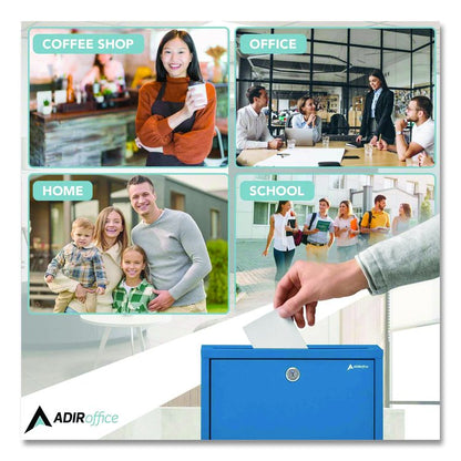 Large Size Steel Multi-Purpose Secure Drop Box, 12 x 3 x10, Blue