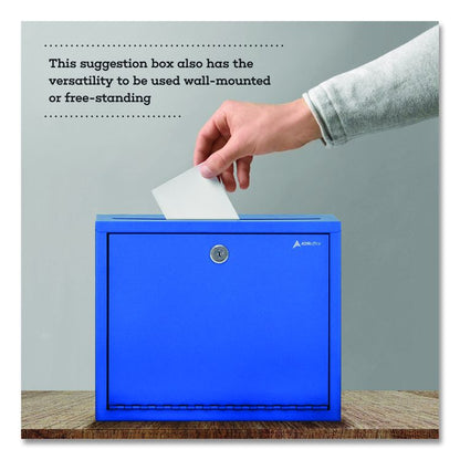 Large Size Steel Multi-Purpose Secure Drop Box, 12 x 3 x10, Blue