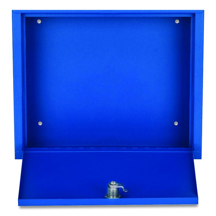 Large Size Steel Multi-Purpose Secure Drop Box, 12 x 3 x10, Blue