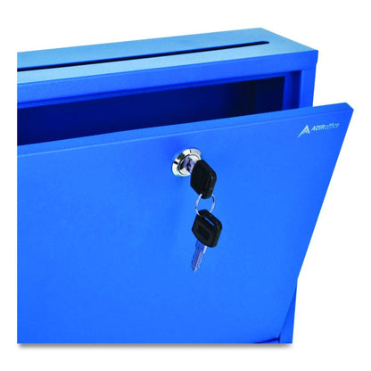 Large Size Steel Multi-Purpose Secure Drop Box, 12 x 3 x10, Blue