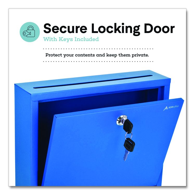 Large Size Steel Multi-Purpose Secure Drop Box, 12 x 3 x10, Blue