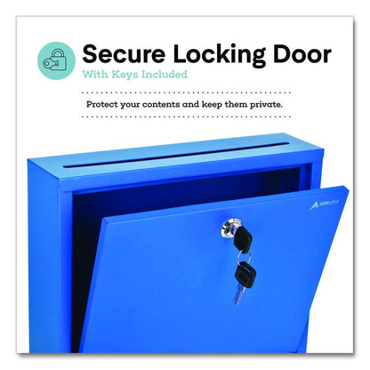 Large Size Steel Multi-Purpose Secure Drop Box, 12 x 3 x10, Blue