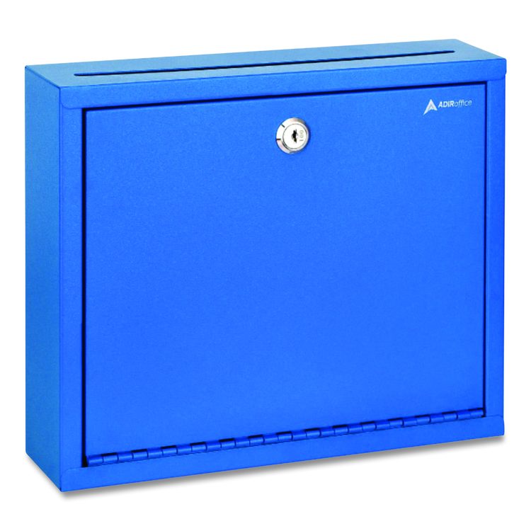 Large Size Steel Multi-Purpose Secure Drop Box, 12 x 3 x10, Blue