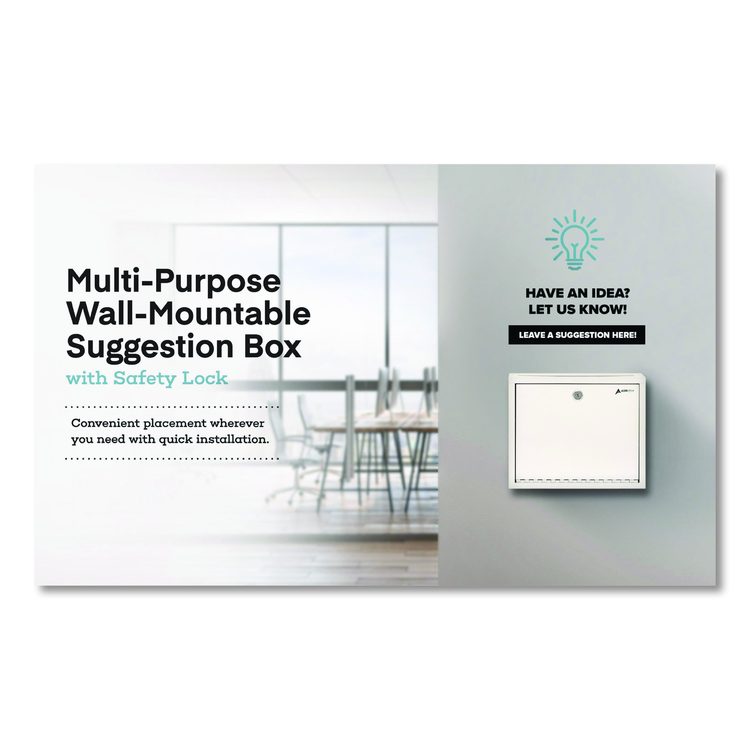 Large Size Steel Multi-Purpose Secure Drop Box, 12 x 3 x 10, White