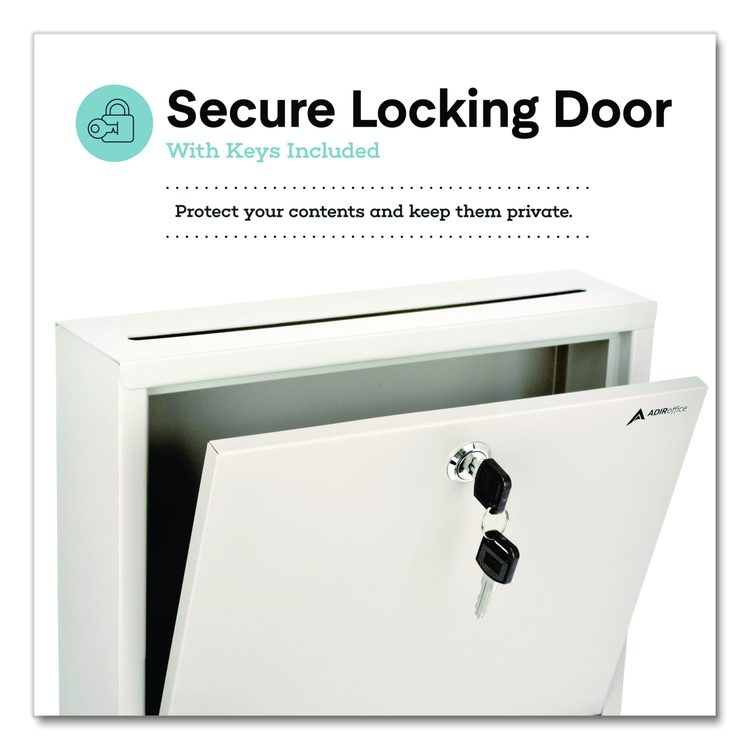 Large Size Steel Multi-Purpose Secure Drop Box, 12 x 3 x 10, White