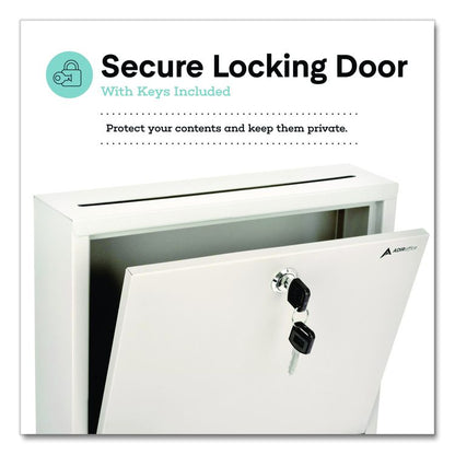 Large Size Steel Multi-Purpose Secure Drop Box, 12 x 3 x 10, White