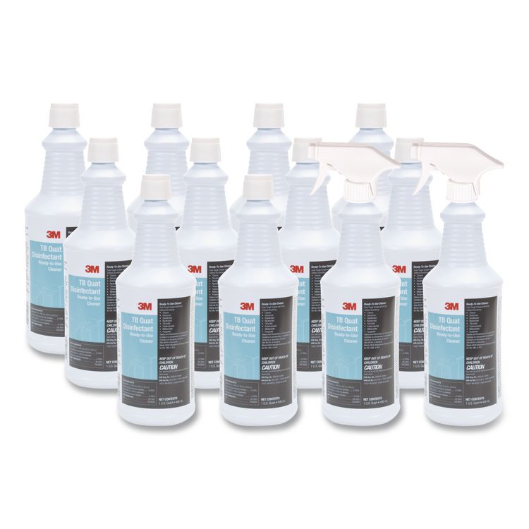 TB Quat Disinfectant Ready-to-Use Cleaner, Fresh Scent, 32 oz Bottle, 12 Bottles and 2 Spray Triggers/Carton