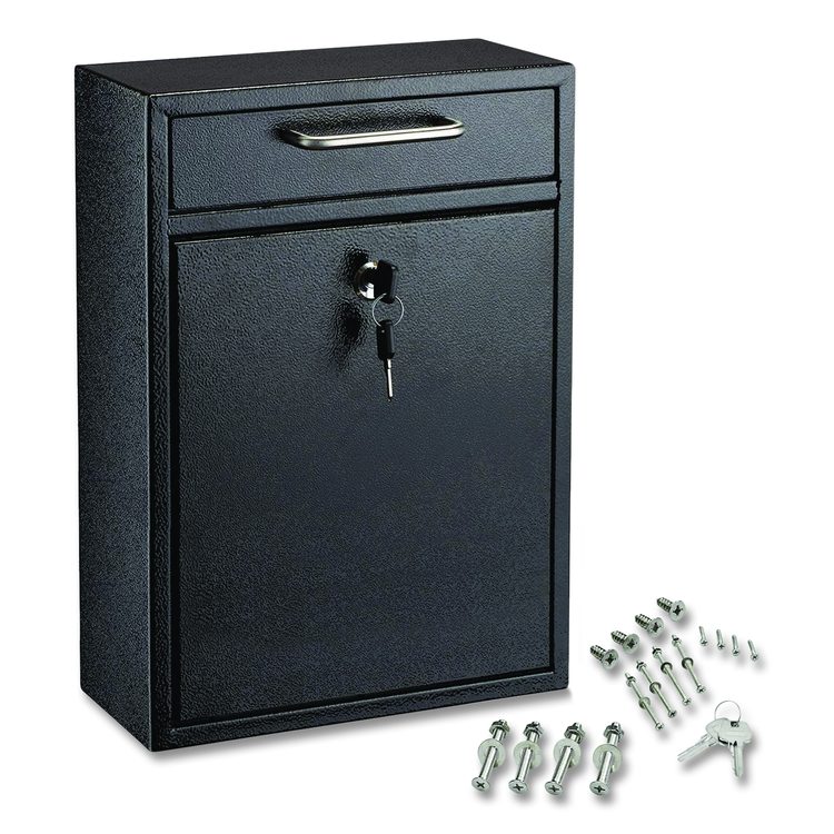 Large Ultimate Secure Drop Box Wall Mounted Mail Box, 11.2 x 4.7 x 16.2, Black