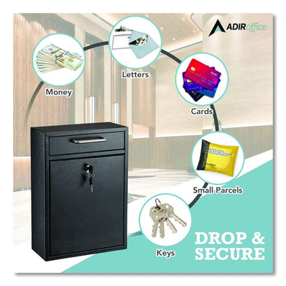 Large Ultimate Secure Drop Box Wall Mounted Mail Box, 11.2 x 4.7 x 16.2, Black