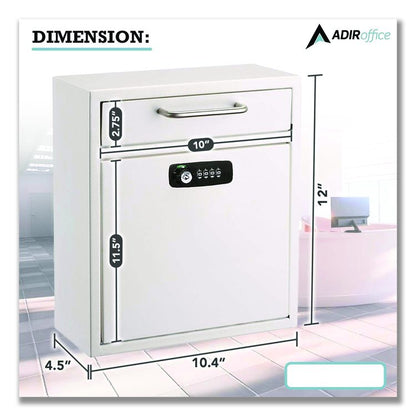Medium Secure Drop Box Wall Mounted Locking Mail Box with Key and Combination Lock, 10.51 x 4.72 x 12, White
