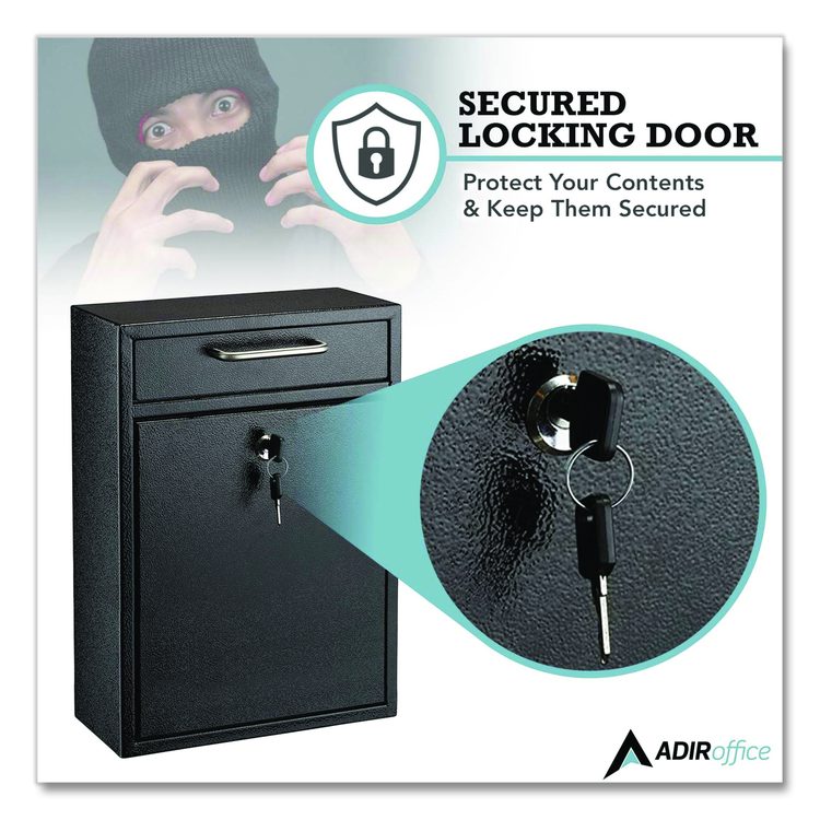 Large Ultimate Secure Drop Box Wall Mounted Mail Box, 11.2 x 4.7 x 16.2, Black