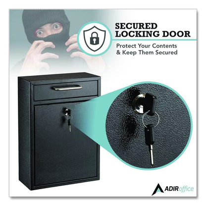 Large Ultimate Secure Drop Box Wall Mounted Mail Box, 11.2 x 4.7 x 16.2, Black