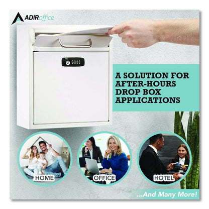 Medium Secure Drop Box Wall Mounted Locking Mail Box with Key and Combination Lock, 10.51 x 4.72 x 12, White