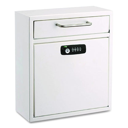 Medium Secure Drop Box Wall Mounted Locking Mail Box with Key and Combination Lock, 10.51 x 4.72 x 12, White