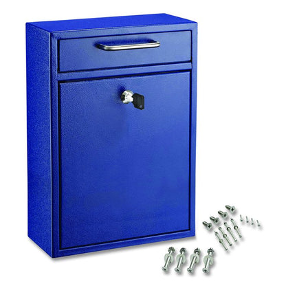 Large Ultimate Secure Drop Box Wall Mounted Mail Box, 11.2 x 4.7 x 16.2, Blue