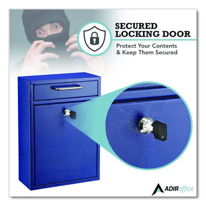 Large Ultimate Secure Drop Box Wall Mounted Mail Box, 11.2 x 4.7 x 16.2, Blue