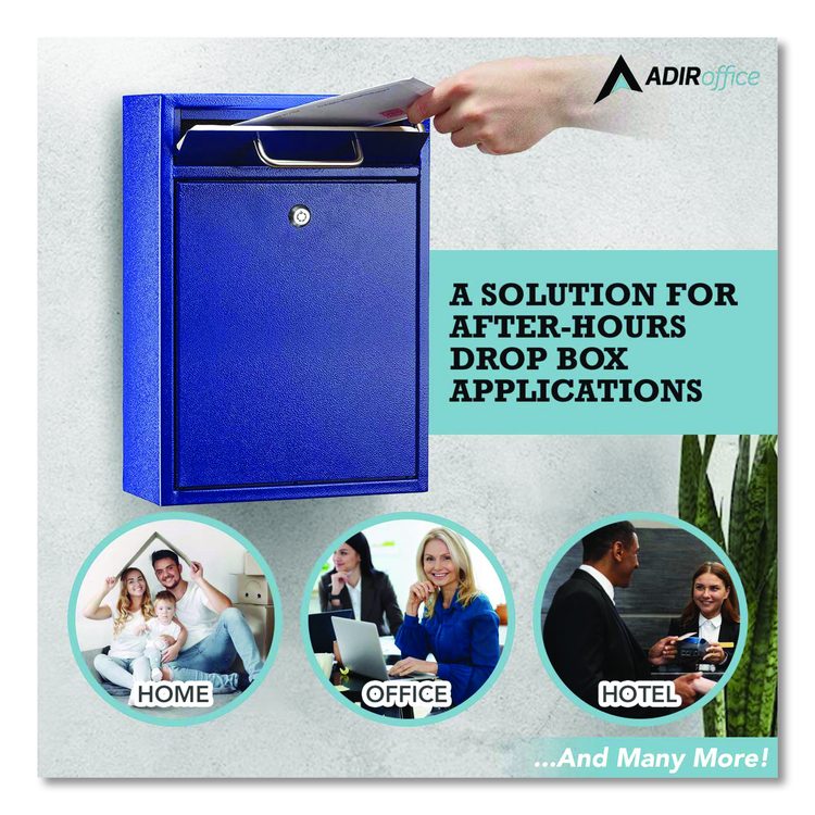 Large Ultimate Secure Drop Box Wall Mounted Mail Box, 11.2 x 4.7 x 16.2, Blue