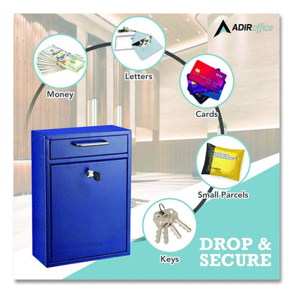Large Ultimate Secure Drop Box Wall Mounted Mail Box, 11.2 x 4.7 x 16.2, Blue