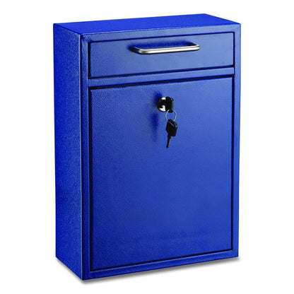 Large Ultimate Secure Drop Box Wall Mounted Mail Box, 11.2 x 4.7 x 16.2, Blue