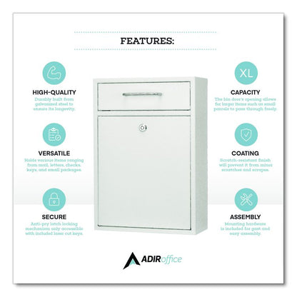 Large Ultimate Secure Drop Box Wall Mounted Mail Box, 11.2 x 4.7 x 16.2, White