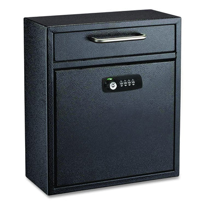 Medium Secure Drop Box Wall Mounted Locking Mail Box with Key and Combination Lock, 10.51 x 4.72 x 12, Black