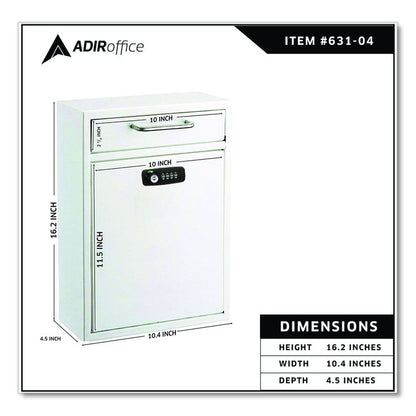 Large Secure Drop Box Wall Mounted Locking Mail Box with Key and Combination lock, 11.2 x 4.7 x 16.2, White